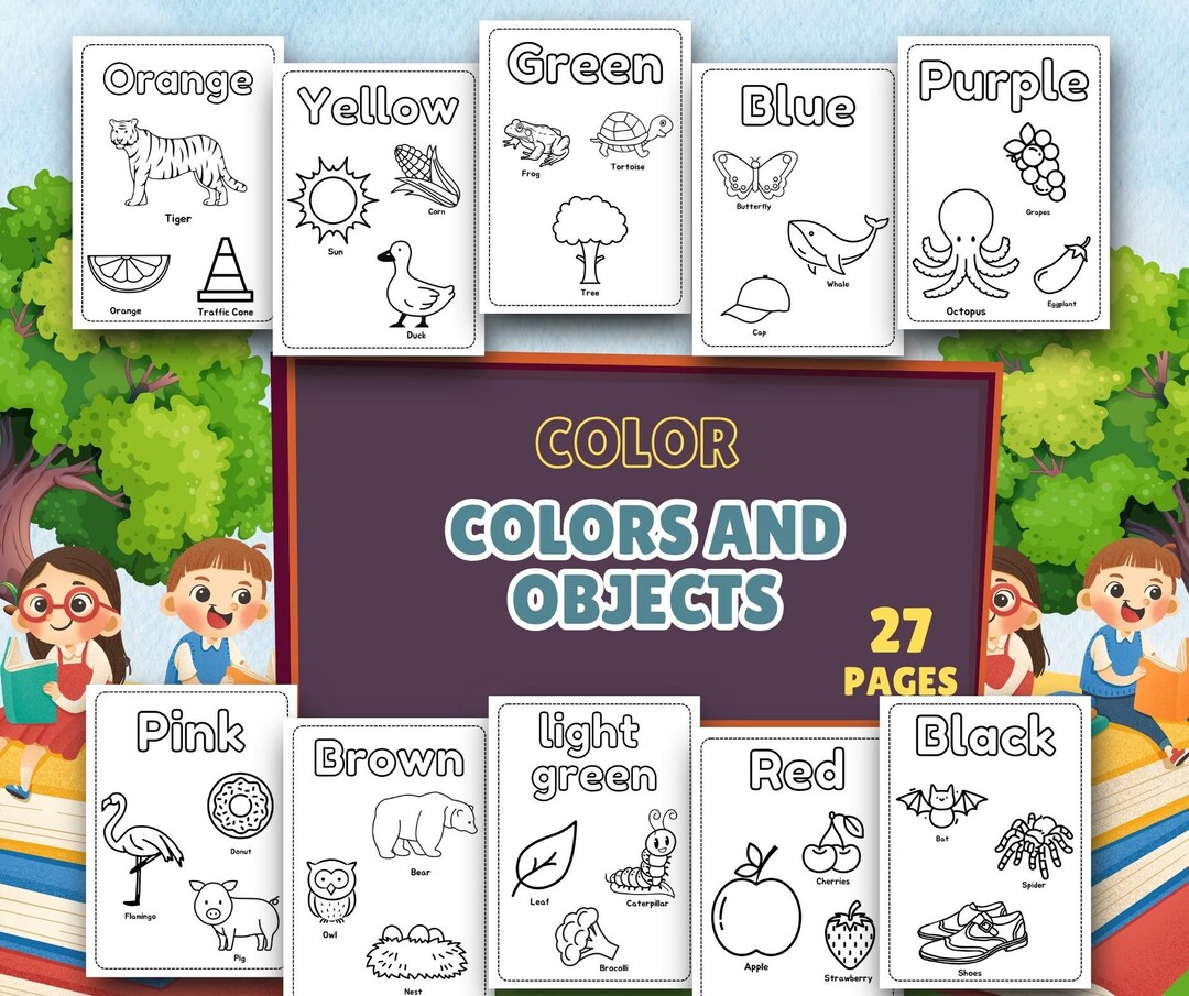 Coloring Pages: Colors and Objects Learning Activity for Toddlers ...