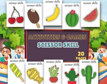 Afdrukbare werkbladen schaarvaardigheden: knip-plakoefening voor vroeg leren (pdf)