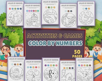 Activiteitenboek kleuren op nummer: 50 afdrukbare pagina's voor peuters en kleuters