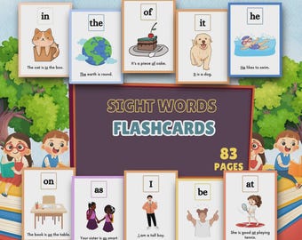 Afdrukbare Sight Words-flashkaarten: kinderen leren lezen (digitale download)