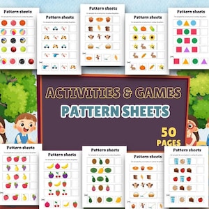 Kids Pattern Worksheets Cut And Paste Activity Sheets Preschool Learning Activities Fine Motor Skills Homeschool Printable PDF Pack