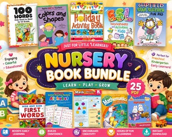 Nursery Learning Book Bundle 25 PDF Activity Books Preschool Worksheets Toddler Learning Homeschool Printable Activities Kids Educational