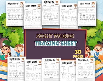 Sight Words-overtrekbladen voor vroege lezers (digitale download)