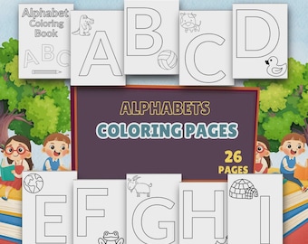 Alphabet Coloring Pages Printable PDF: Educational Activity for Kids (26 Pages)