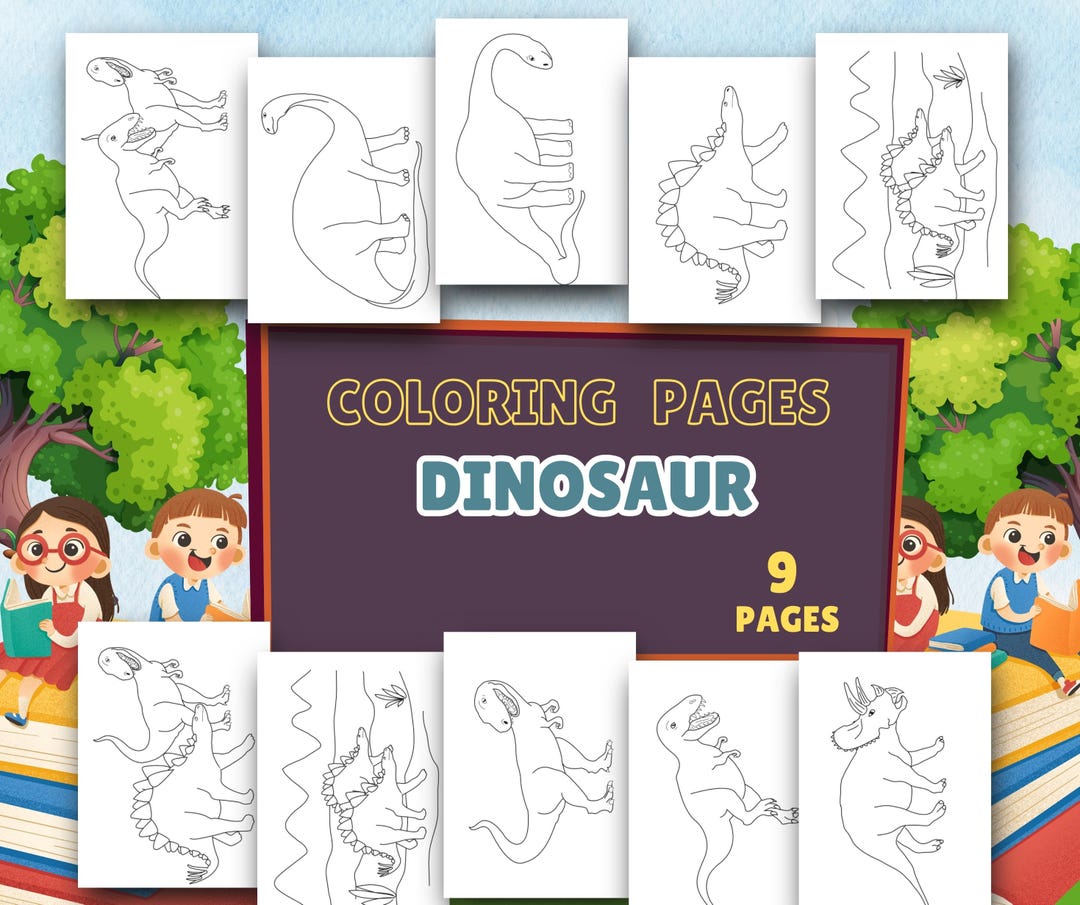 Dinosaur Coloring Pages for Kids, Toddler Preschool Activity (9 Pages ...