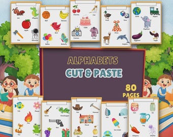 Alphabet Cut and Paste Activity Printable PDF for Kids Learning (Digital Download)