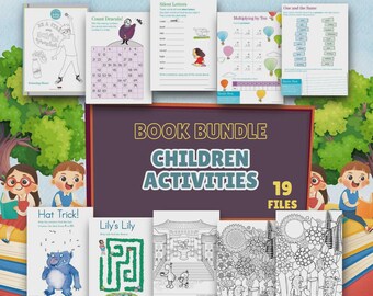 Children Activities Mega Bundle: Printable Worksheets, Coloring Pages, Games (19 PDF)