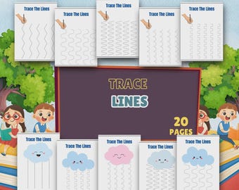 Tracing Lines Worksheets for Kids Fine Motor Skills Practice (Digital Download)