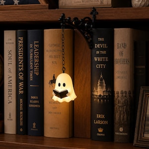 Ghost Bookshelf Lamp, Library Lantern Ghost Reading, Halloween Bookshelf Decor for Book Lovers, Witch Lamp, Spooky Library Gift