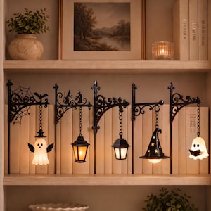 Personalized Book Tavern Lamp, Custom Bookshelf Light, Halloween Library Light, Wrought Iron Scroll Shelf Lamp, Book Nook Decor