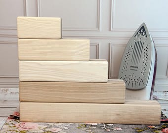 Badajo de sastre de madera de fresno hecho a mano, prensatelas de doble punta, herramienta para aplanar costuras