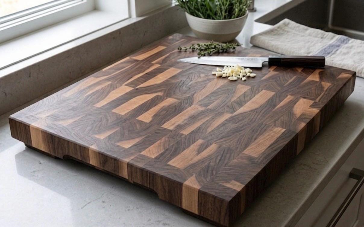 End Grain Butcher Block Plans – Tidal Wave Pattern, Walnut Maple ...