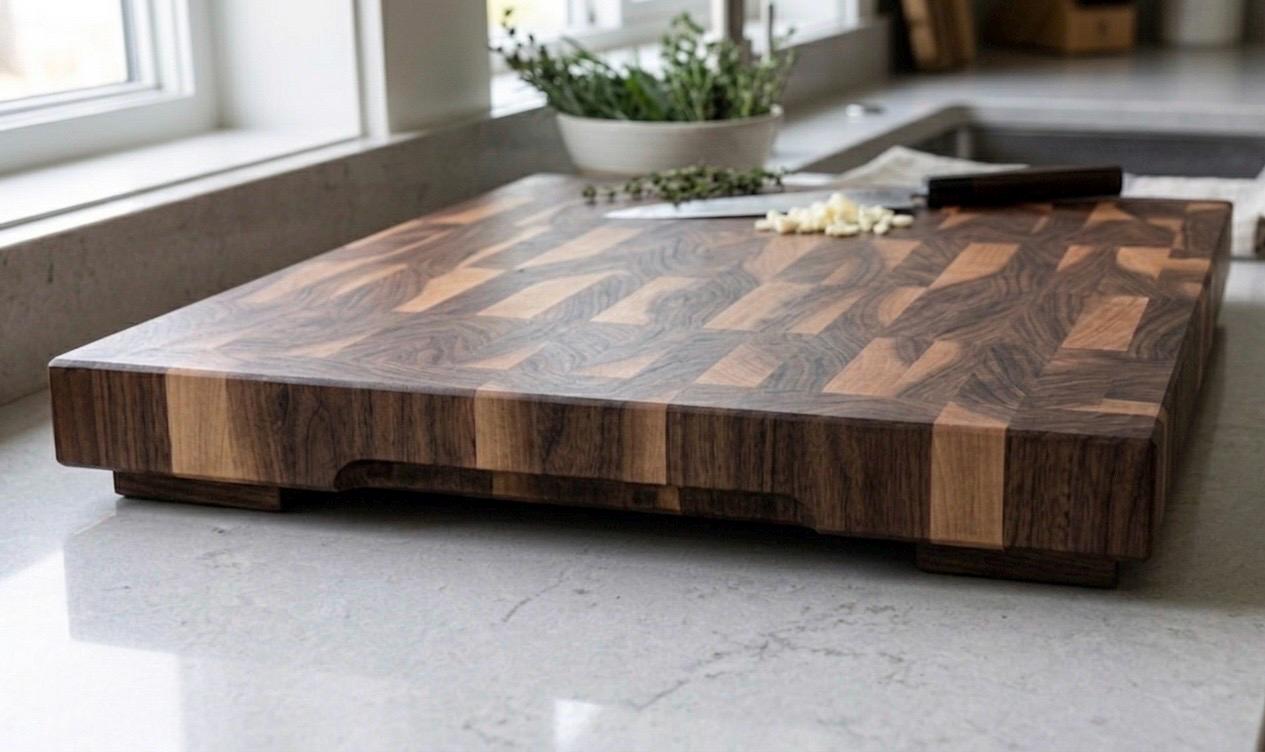 End Grain Butcher Block Plans – Tidal Wave Pattern, Walnut Maple ...