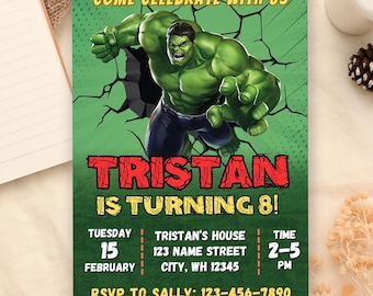 Hulk Marvel Editable Birthday Invitation Template Instant Download,  Superhero Smash Theme Digital Party Invite