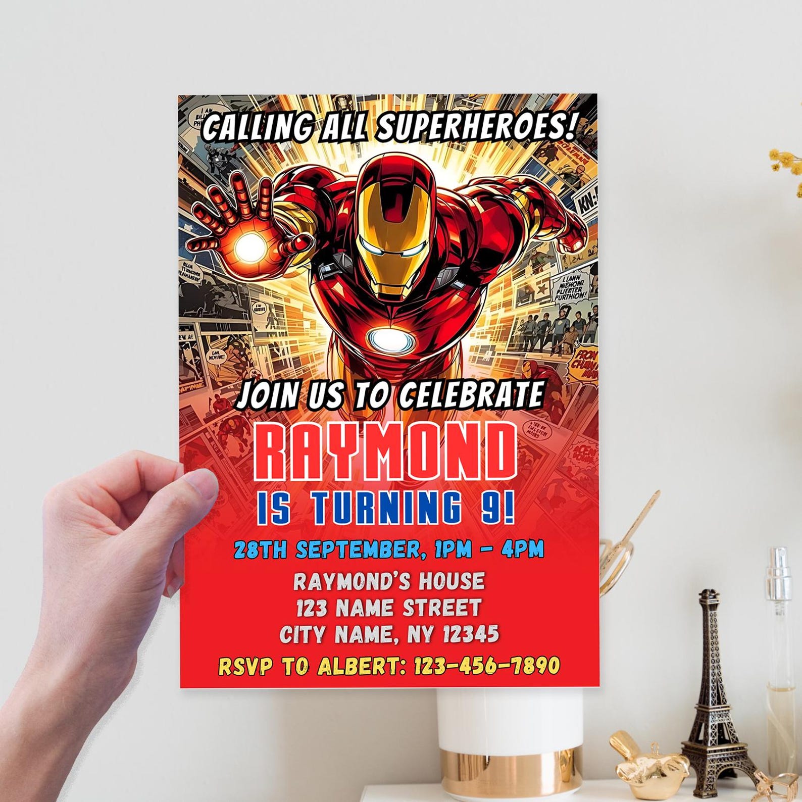 Editable Superhero Iron Man Birthday Invitation, Printable Ironman ...