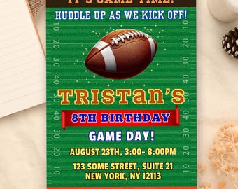 Editable Football Birthday Invitation Template, Digital Football Birthday Invite, Football Game Sports Party Invite