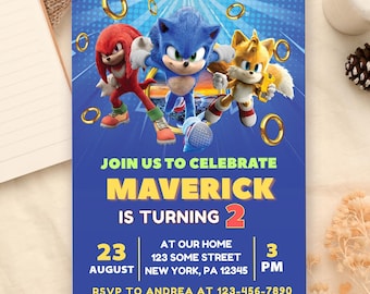Sonic Birthday Invitation For Kids Party, Sonic The Hedgehog Boys Party Invite, Super Sonic Boys Party Invite