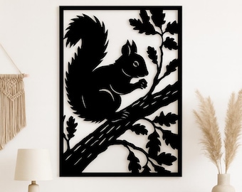 Plik wycinany laserowo z wiewiórką: leśna sztuka ścienna (SVG DXF PDF)