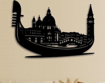 Venice Gondola Laser Cut File: Italian Cityscape Wall Art (Digital Download)