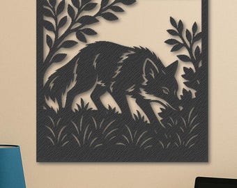 Graceful Fox SVG DXF PDF  | Laser Cut File, Engraving Template, Digital Download for Glowforge, Cricut, Epilog, xTool, Wall Art & Coasters