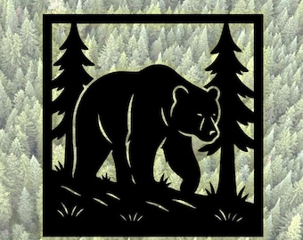Bear Laser Cut File: Wall Art, Coaster Engraving Template (Digital Download)