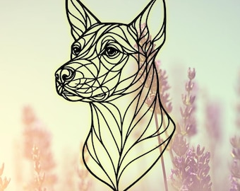 Geometric Basenji Dog Head Laser Cut File – Modern Silhouette SVG DXF PNG pdf odg | Digital Download for Laser Cutting, Engraving & Wall Art