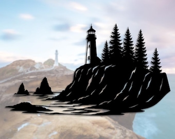 Coastal Lighthouse Scene – Laser Cut Vector Design (SVG DXF PNG)