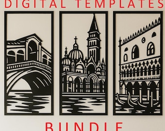 Venice Cityscape Laser Cut Files: Wall Art, Coasters, Crafts (Digital Download)