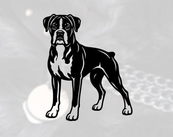 Boxer Dog Silhouette SVG | Laser Cut File, Engraving Template (Digital Download)