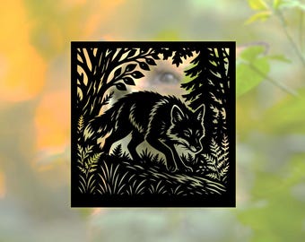 Sly Fox SVG DXF PDF  | Laser Cut File, Engraving Template, Digital Download for Glowforge, Cricut, Epilog, xTool, Wall Art & Coasters