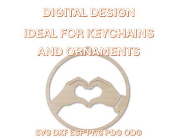 Heart Hands Ornament SVG | Love Hands Laser Cut File | Valentine Heart Keychain Design | Digital Design dxf esp png pdf odg