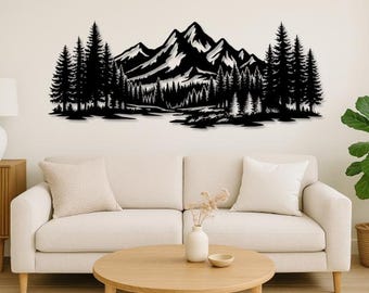 Mountain Forest Landscape SVG DXF PDF | Laser Cut File, Engraving Template, Digital Download, Glowforge, Cricut, Epilog, xTool, Wall Art