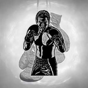 Silueta de boxeador para pared / Diseño de boxeador en formato SVG, DXF, PNG, PDF y ODG / Diseño de una sola pieza cortado con láser / Decoración para gimnasio / Boxeo / Descarga digital