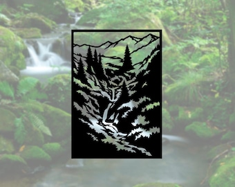 Mountain Spring Silhouette SVG | Laser Cut File, Engraving Template (Digital Download)