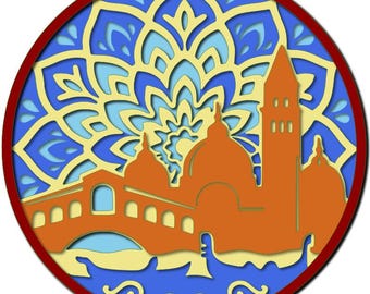 Venice Mandala 3D Layered Papercut Template: Laser Cut Wall Art (Digital Download)