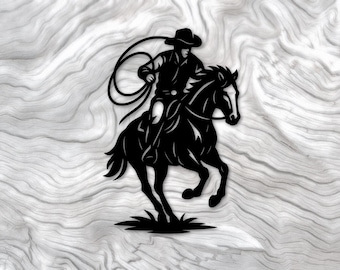 Cowboy Horse Silhouette | Western Rider Laser Cut File (SVG DXF PNG)
