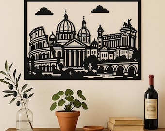 Rome Cityscape Laser Cut Template: Wall Decor, Coasters (Digital Download)