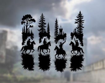Vintage Hunting Scene Laser Cut Design | Medieval Riders Silhouette Wall Art (SVG DXF PNG)