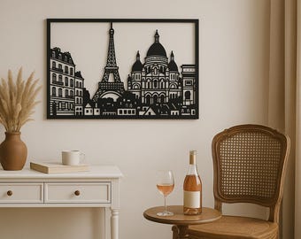 Paris Cityscape Laser Cut File: Eiffel Tower SVG, DXF, PDF (Digital Download)