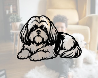 Shih Tzu Dog SVG DXF PDF | Laser Cut File, Engraving Template, Digital Download, Glowforge, Cricut, Epilog, xTool, Wall Art