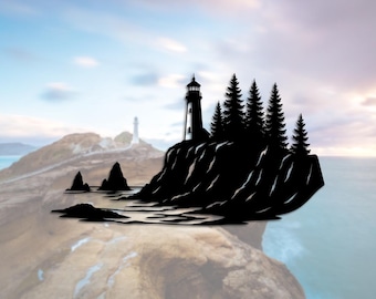 Coastal Lighthouse Scene – Laser Cut Vector Design (SVG DXF PNG)