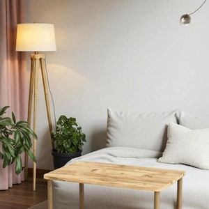 Two Tier Marble Coffee Table, Modern Black, White & Pine Side Table