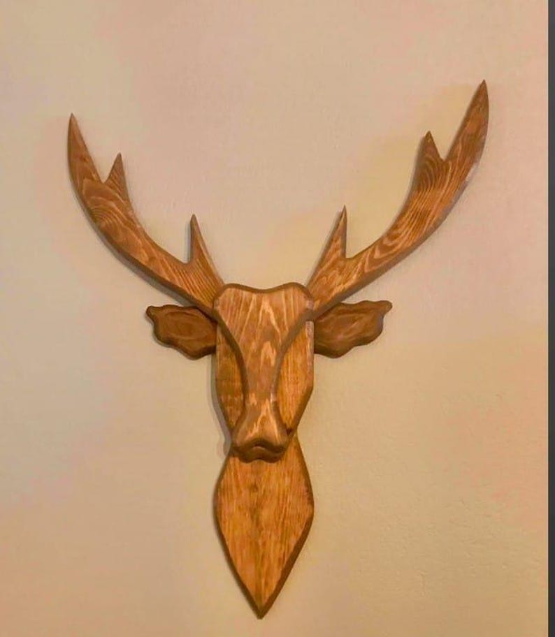 Rustic Wooden Deer Head Wall Decor: Hunting Lodge Art - Etsy UK