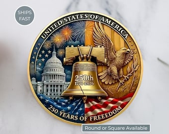 USA 250th Anniversary Coaster, Patriotic Ceramic Home Decor, Drink Coaster Round or Square, 1776–2026 Keepsake Gift
