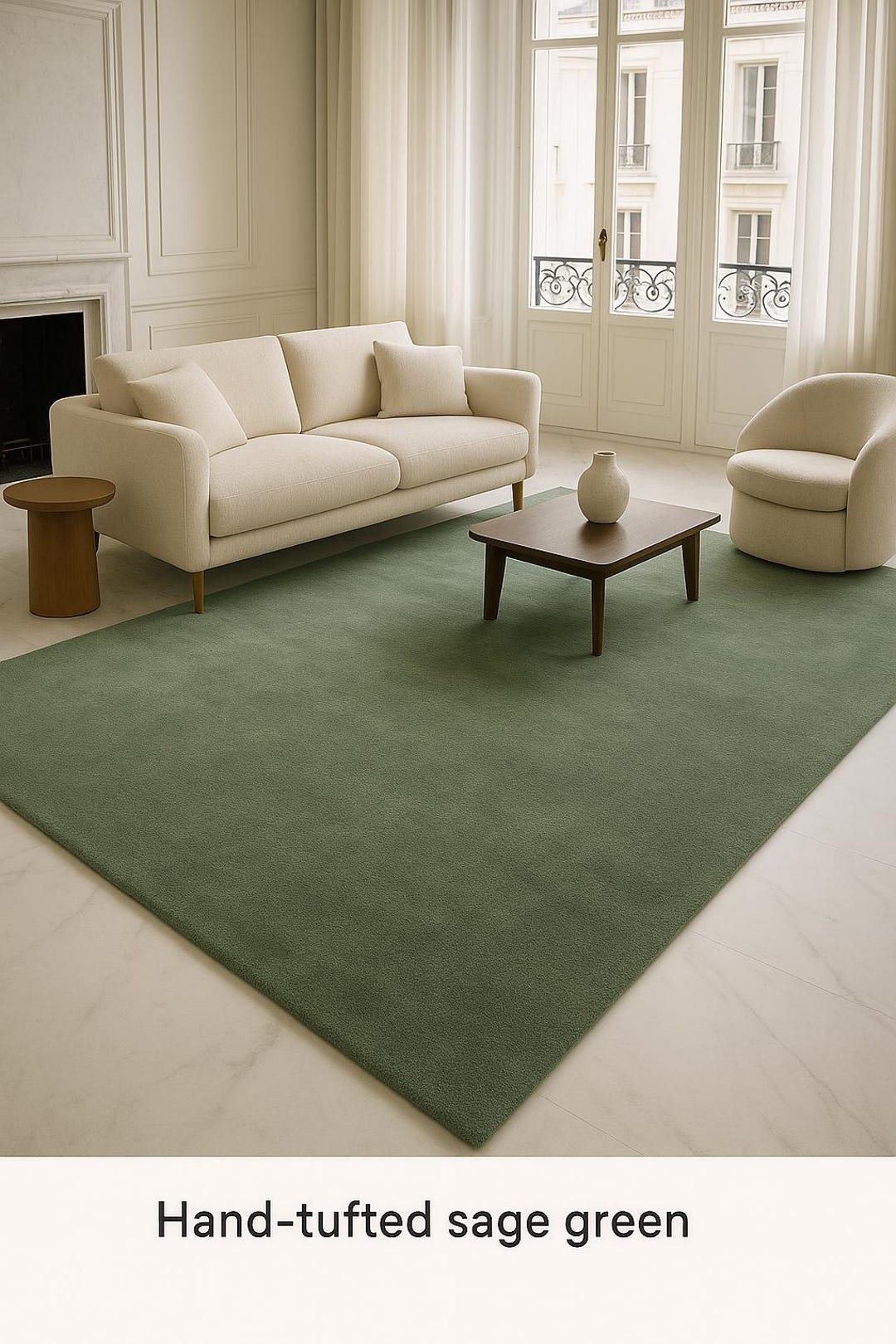 Hand Tufted Sage Green Wool Rug Modern Solid Area Rug 8x10 9x12 - Etsy