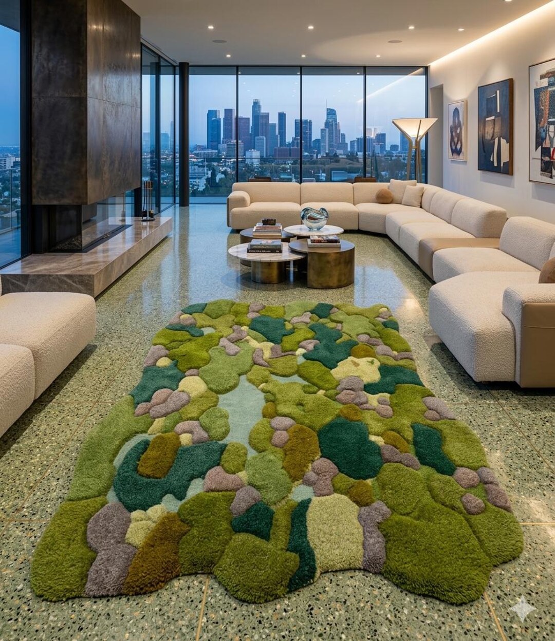 Moss Rug Organic Green Abstract Texture Area Rug Nature Inspired Modern ...