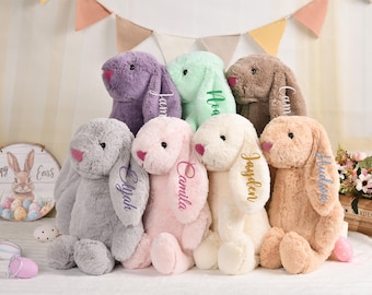 Conejito de Pascua personalizado, conejito bordado con nombre personalizado, juguete de peluche, regalo para bebés y niños.