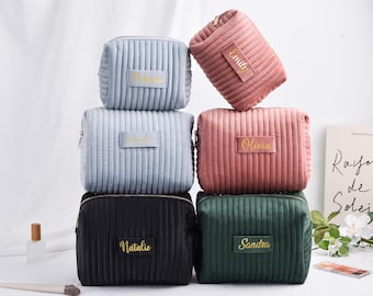 Neceser personalizado para damas de honor, neceser de terciopelo personalizado con nombre, neceser para la fiesta nupcial, regalos de boda para mujeres.