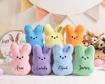 Conejitos de Pascua personalizados con nombre, peluche personalizado, regalo de Pascua para niños y niñas.
