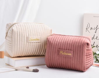 Neceser de terciopelo personalizado para damas de honor, regalo para la fiesta nupcial, neceser de belleza, regalo para damas de honor, neceser de maquillaje para ella.